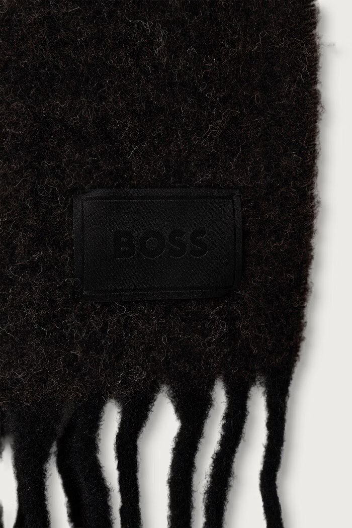 BOSS шал дамски от вълнена материя Yulyette_30*200 сив 50551696