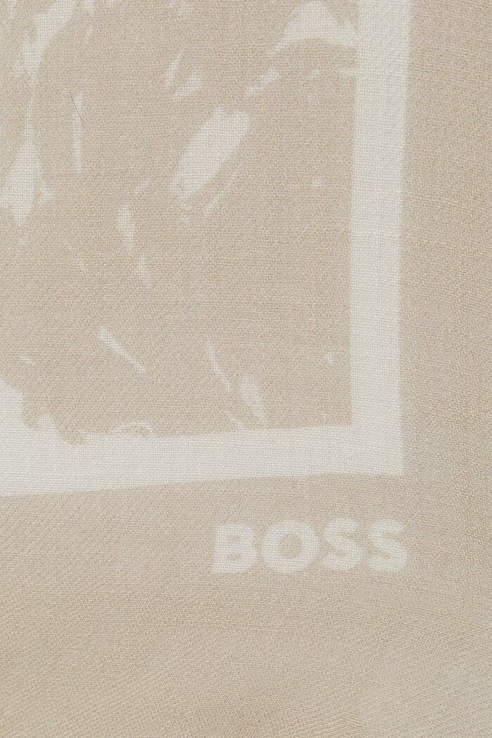 BOSS шал тип кърпа дамски от вълна Reneva_P_100*100 бежов 50566703