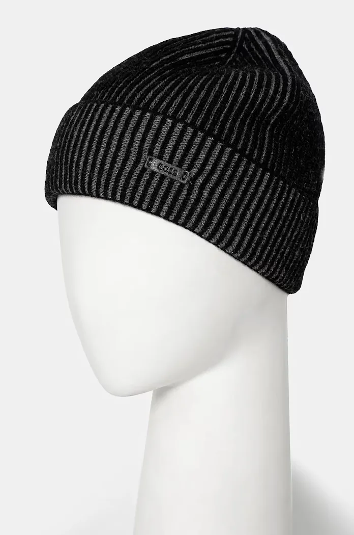 BOSS Шапка и шал с вълна Ercole_SET в черно 50522439