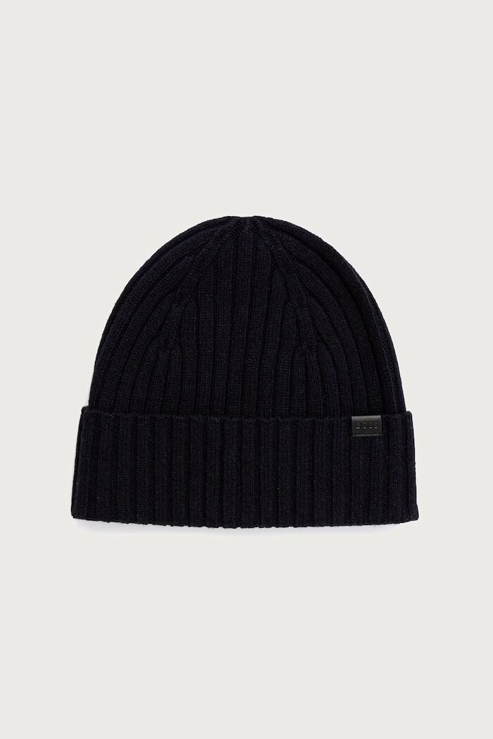 BOSS шапка мъжка от вълнена материя Fino_Hat тъмносиня 50569441