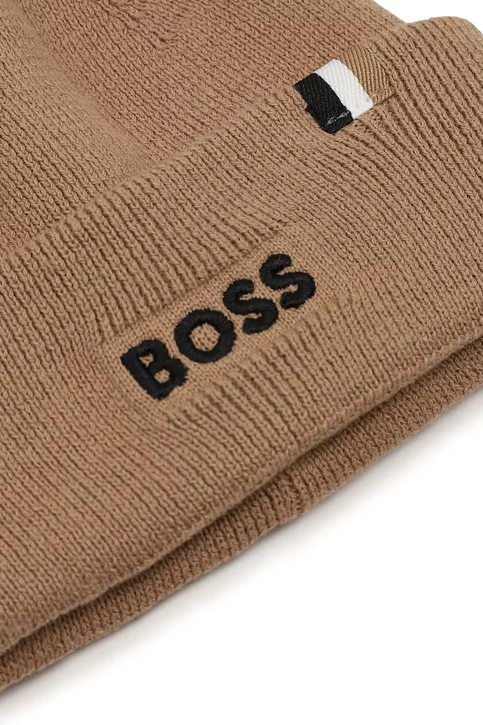 BOSS шапка с помпон за деца кафява J53567