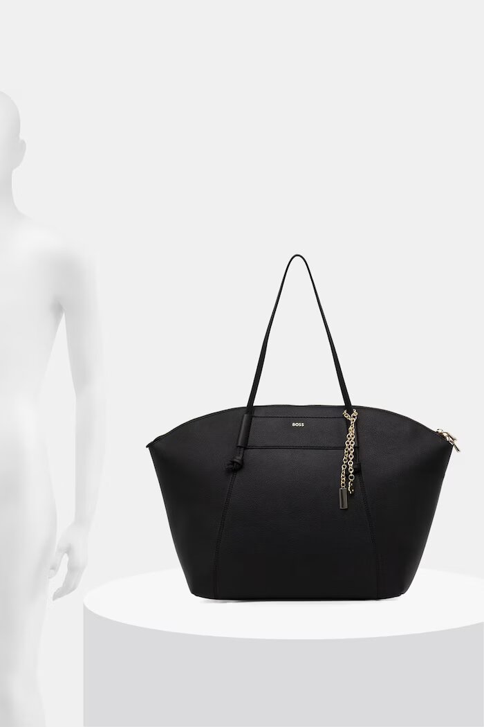 BOSS шопинг чанта дамска от имитация на кожа SALLEY TOTE черна 50563298