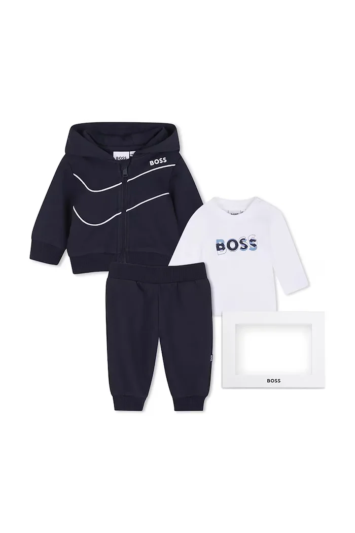 BOSS спортен анцуг за бебе с памук тъмносин J53307