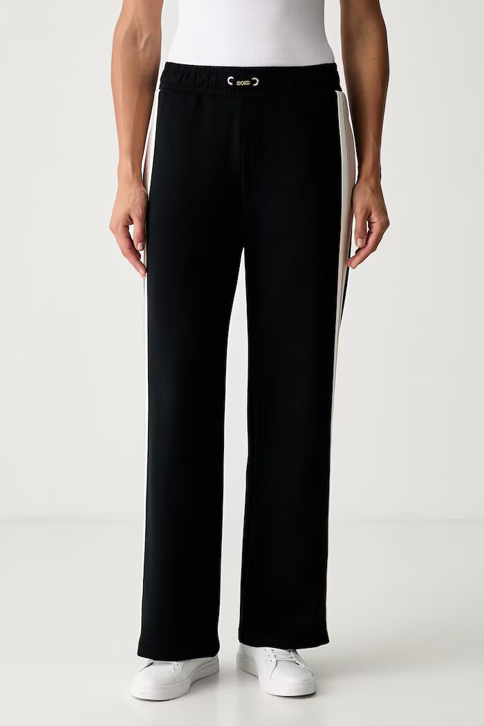 BOSS спортен панталон дамски с модал TONE_Pants черен с висока талия 50566103