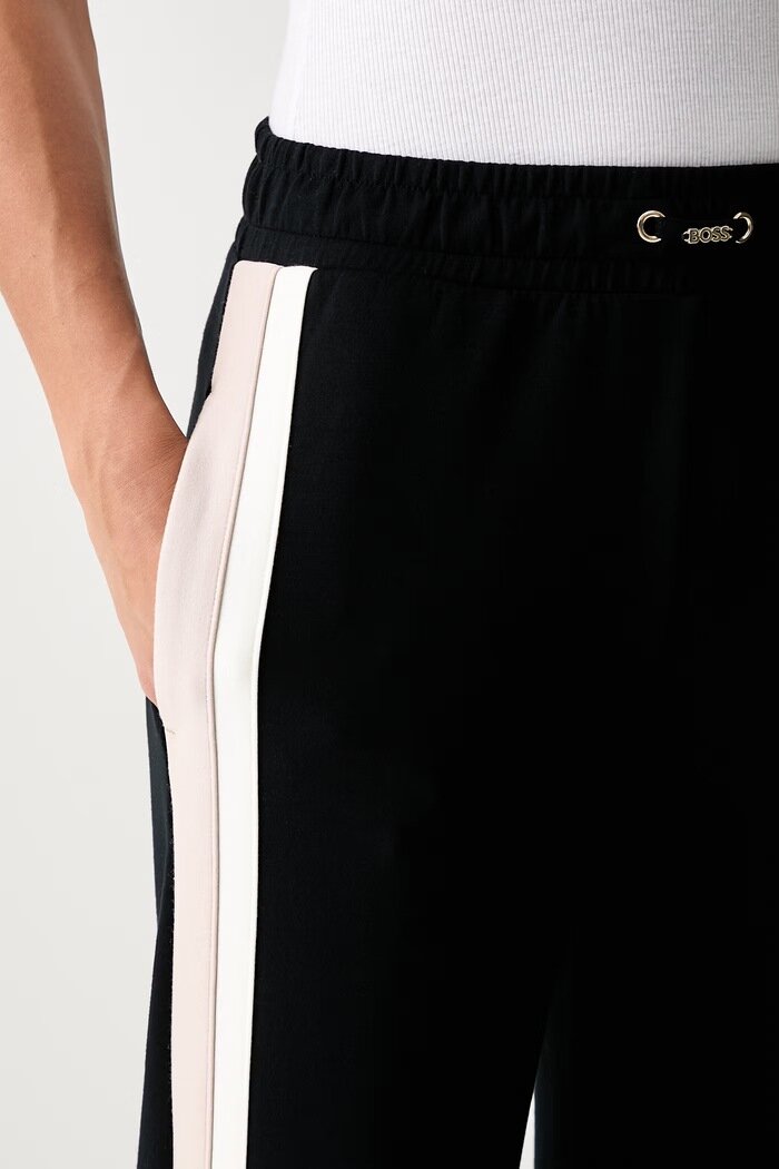 BOSS спортен панталон дамски с модал TONE_Pants черен с висока талия 50566103