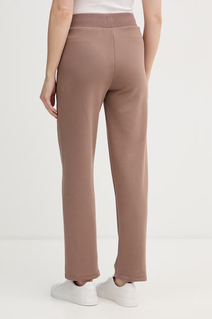 BOSS спортен панталон дамски с памук Shiny B Pants кафяв с висока талия 50557285