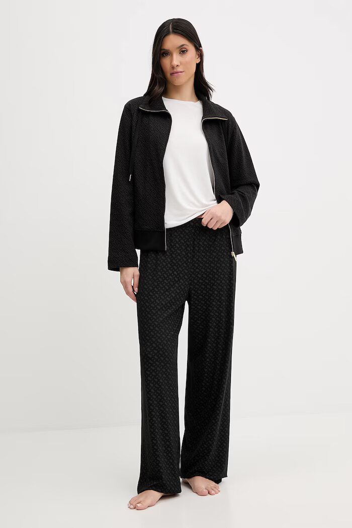 BOSS Суичър Monogram J. Jacket в черно с качулка с десен 50557296