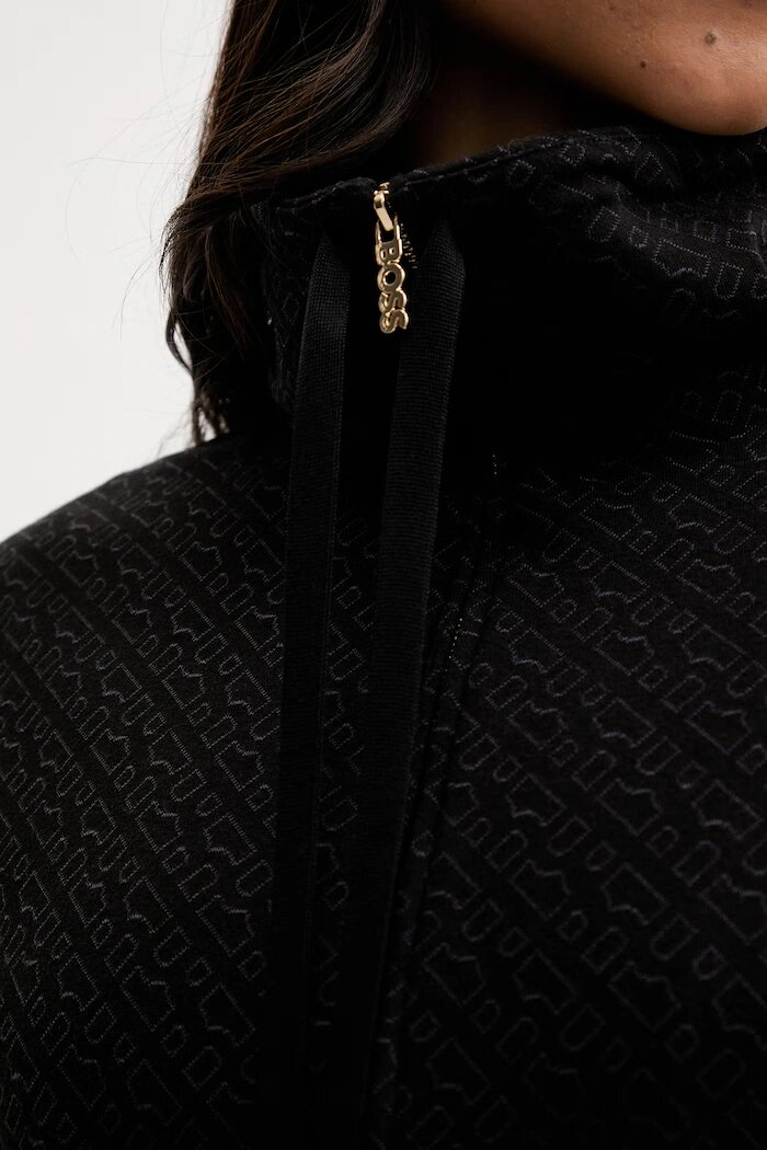 BOSS Суичър Monogram J. Jacket в черно с качулка с десен 50557296