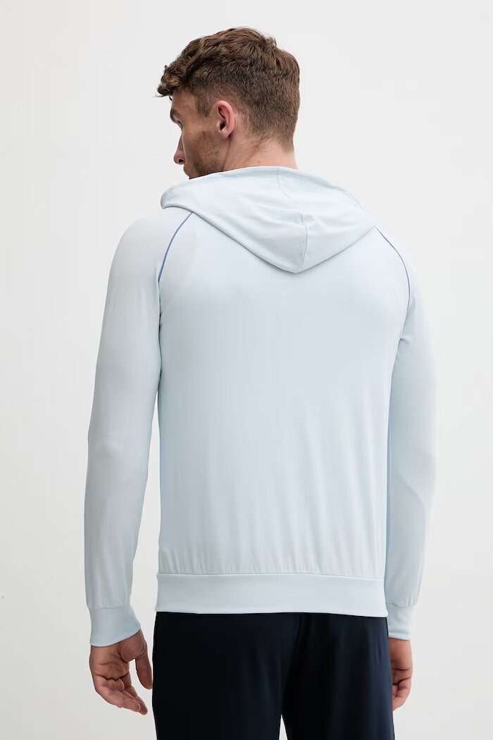 BOSS суичър с цип и качулка мъжки от памук с еластан Mix&Match Jacket H син 50515313