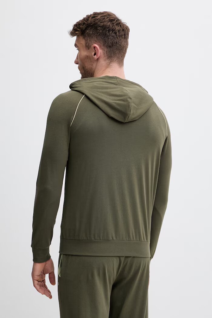 BOSS суичър с цип и качулка мъжки от памук с еластан Mix&Match Jacket H зелен 50515313