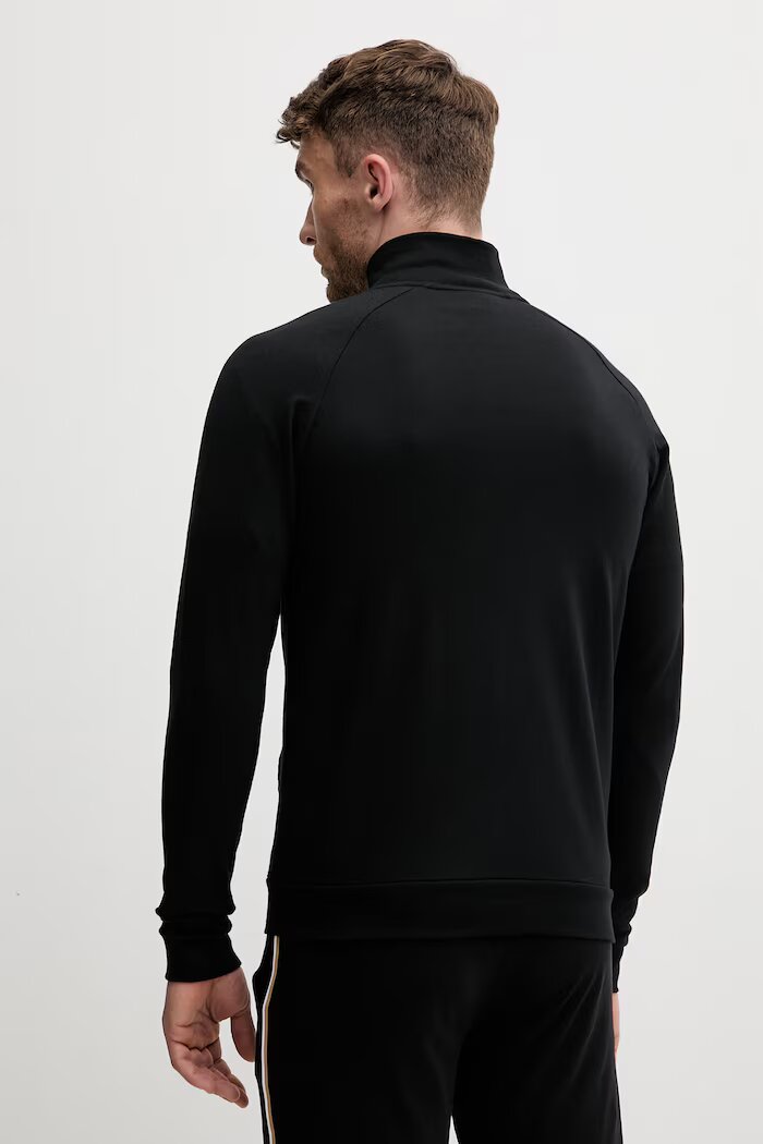 BOSS суичър с цип мъжки от памук Authentic Jacket Z черен 50554779