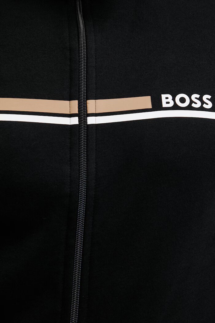 BOSS суичър с цип мъжки от памук Authentic Jacket Z черен 50554779