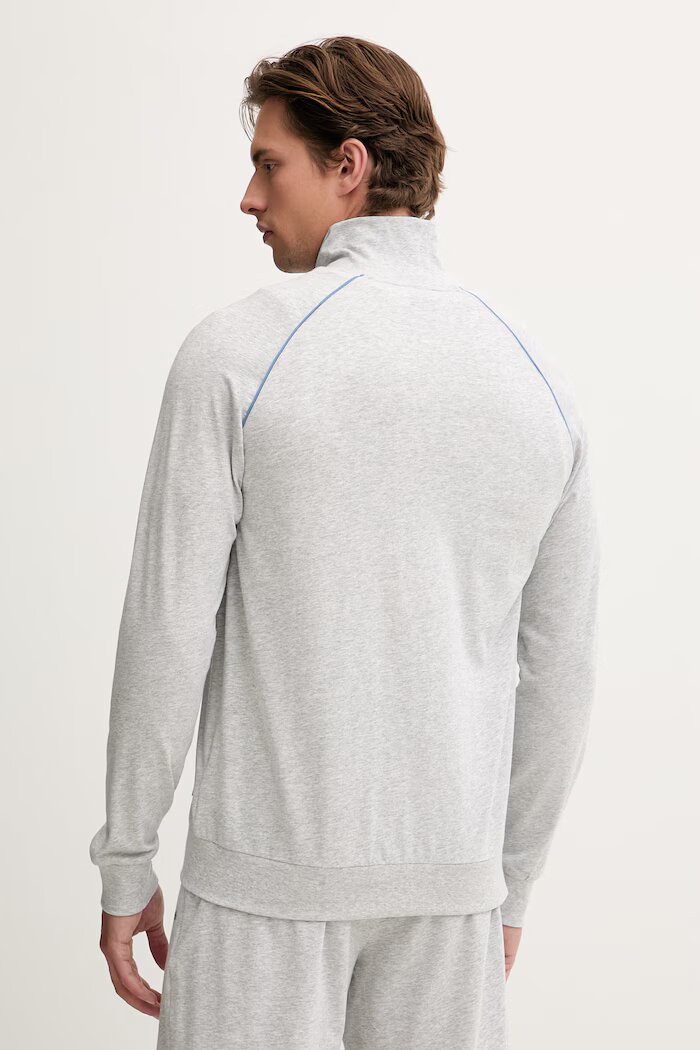 BOSS суичър с цип мъжки от памук с еластан Mix&Match Jacket Z сив 50515307
