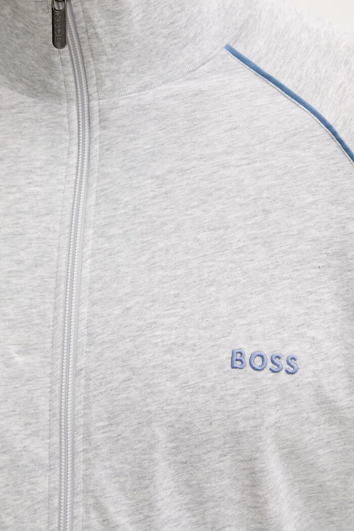 BOSS суичър с цип мъжки от памук с еластан Mix&Match Jacket Z сив 50515307