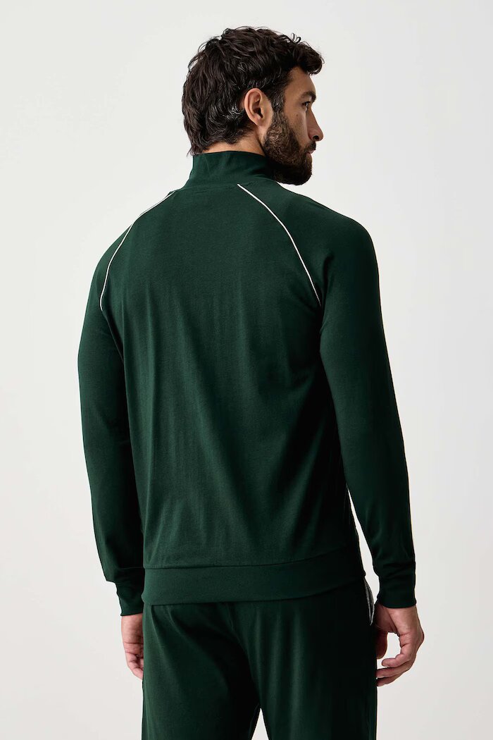 BOSS суичър с цип мъжки от памук с еластан Mix&Match Jacket Z зелен 50515307