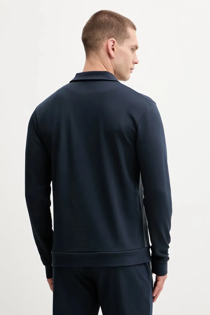 BOSS Суичър Tracksuit 1/4 Jacket мъжки в тъмносиньо с меланжов десен 50545583