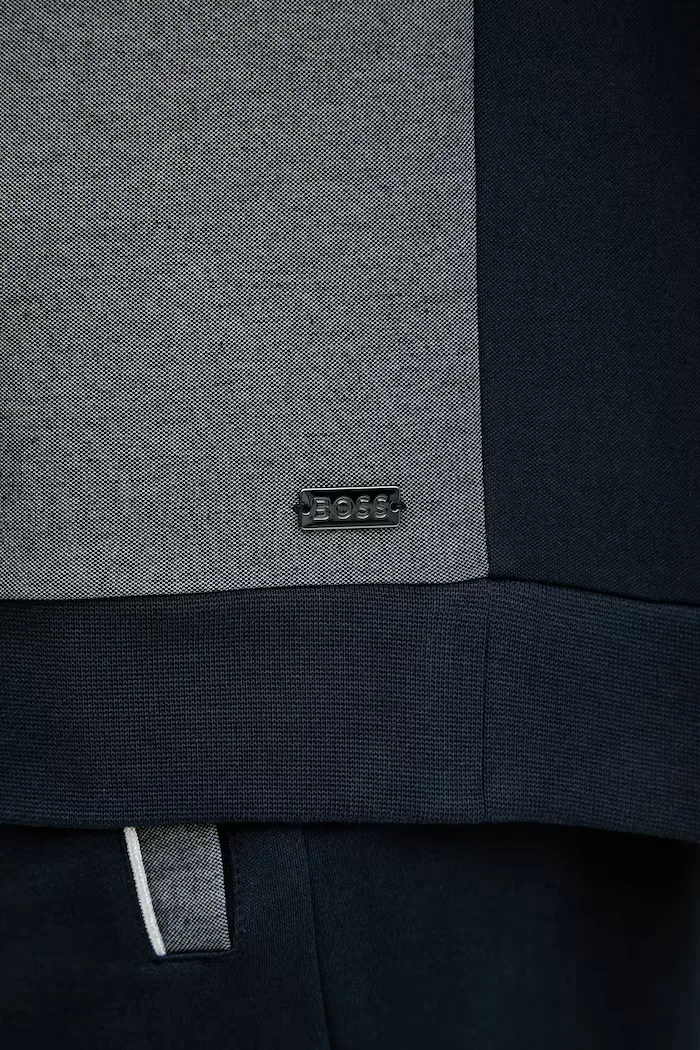 BOSS Суичър Tracksuit 1/4 Jacket мъжки в тъмносиньо с меланжов десен 50545583