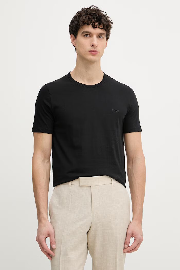 BOSS тениска мъжка от памук TShirtRN 3P Classic 3 броя бежова 50532468
