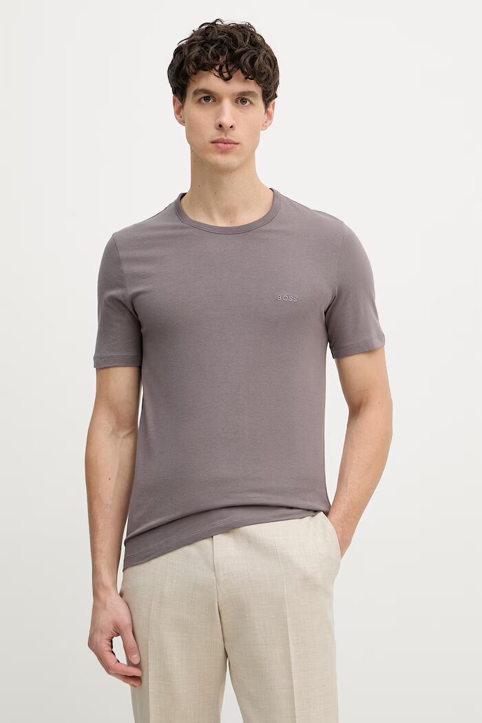 BOSS тениска мъжка от памук TShirtRN 3P Classic 3 броя бежова 50532468