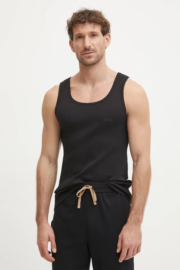BOSS топ мъжки от памук TankTop3P RibClassic 3 броя черен 50542132
