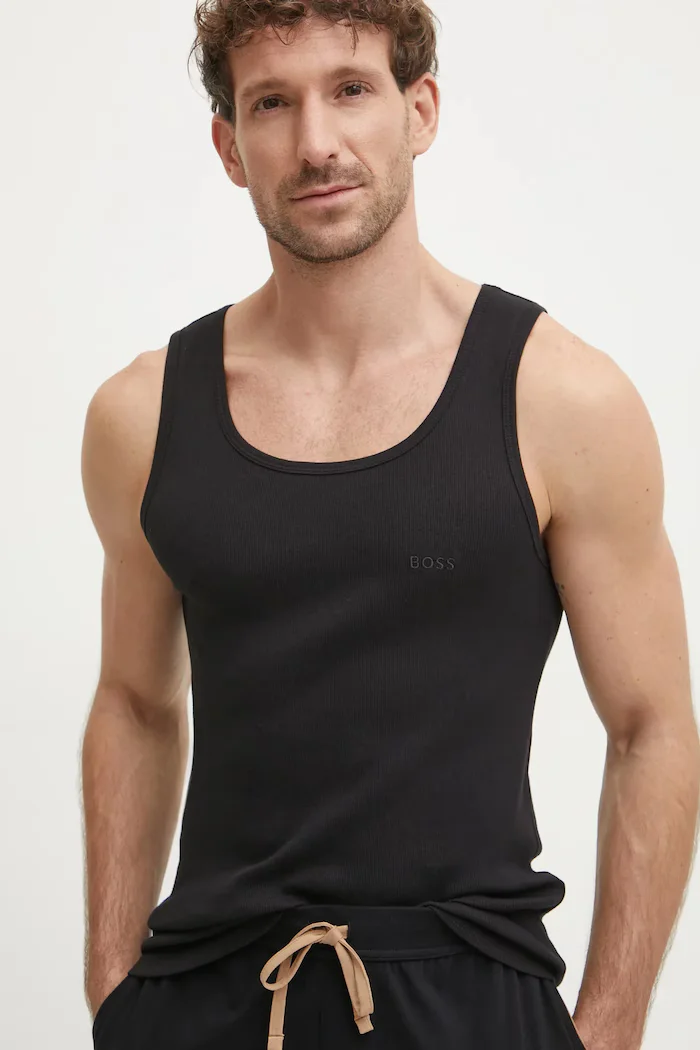 BOSS топ мъжки от памук TankTop3P RibClassic 3 броя черен 50542132