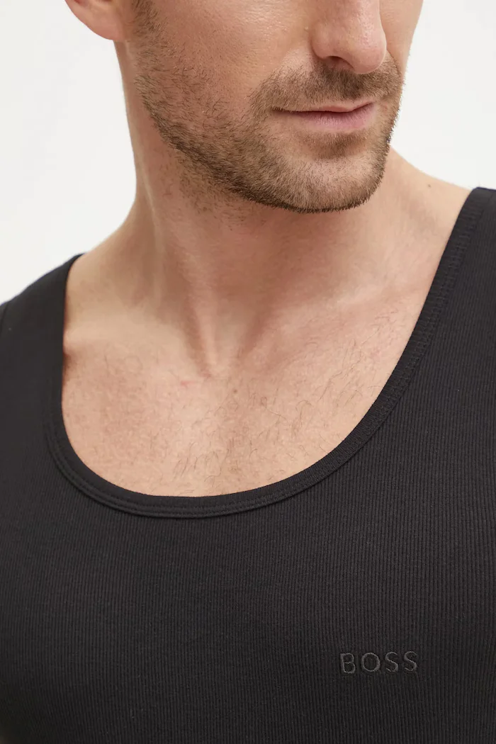 BOSS топ мъжки от памук TankTop3P RibClassic 3 броя черен 50542132