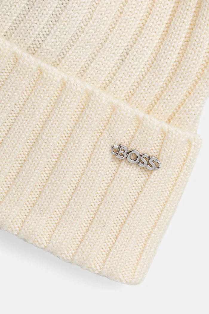 BOSS Вълнена шапка Lonie_Hat в бяло 50545781