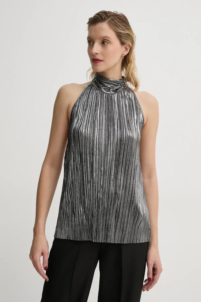 Bruuns Bazaar Блуза Groundberry Duro top в сребристо с изчистен дизайн BBW3706