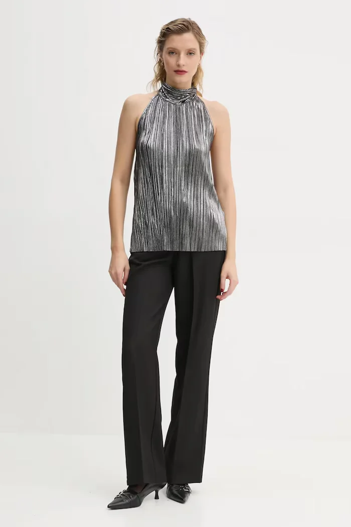 Bruuns Bazaar Блуза Groundberry Duro top в сребристо с изчистен дизайн BBW3706