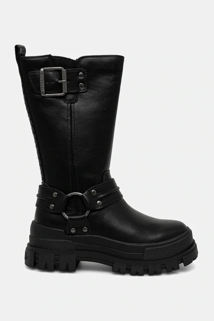 Buffalo Боти Aspha Biker Boot Hi в черно с равна подметка с изолация 1270123-BLK