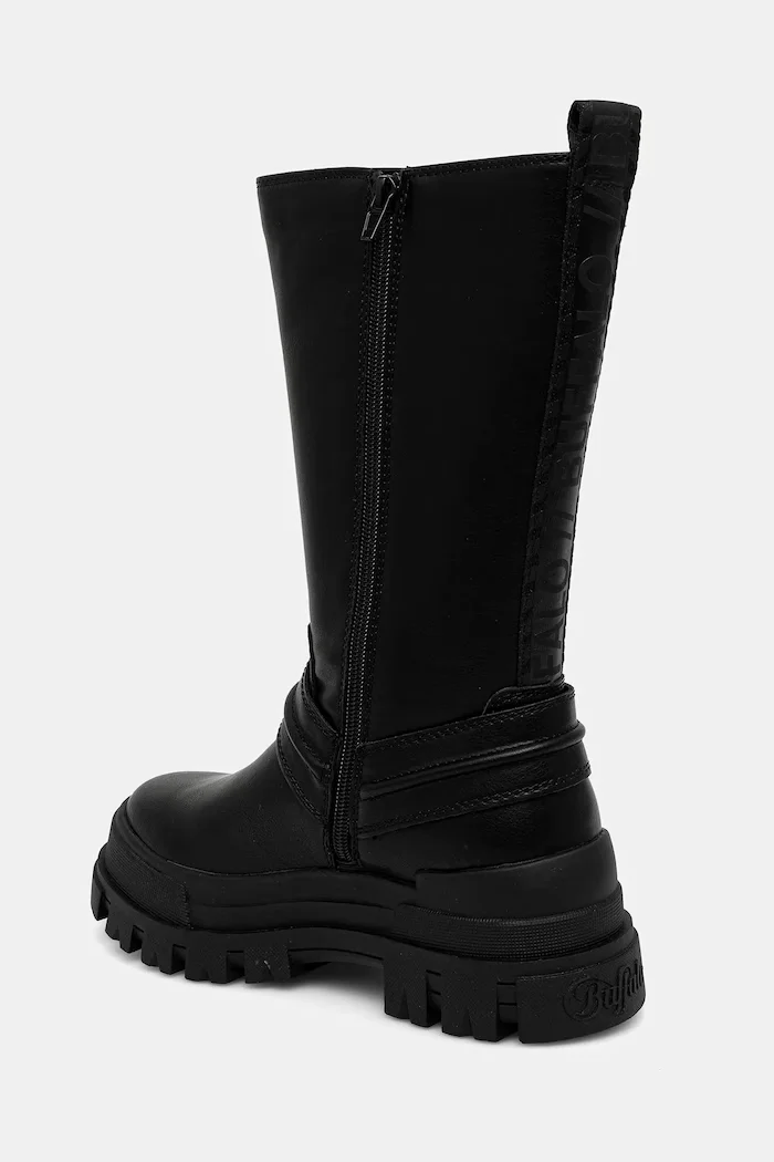 Buffalo Боти Aspha Biker Boot Hi в черно с равна подметка с изолация 1270123-BLK