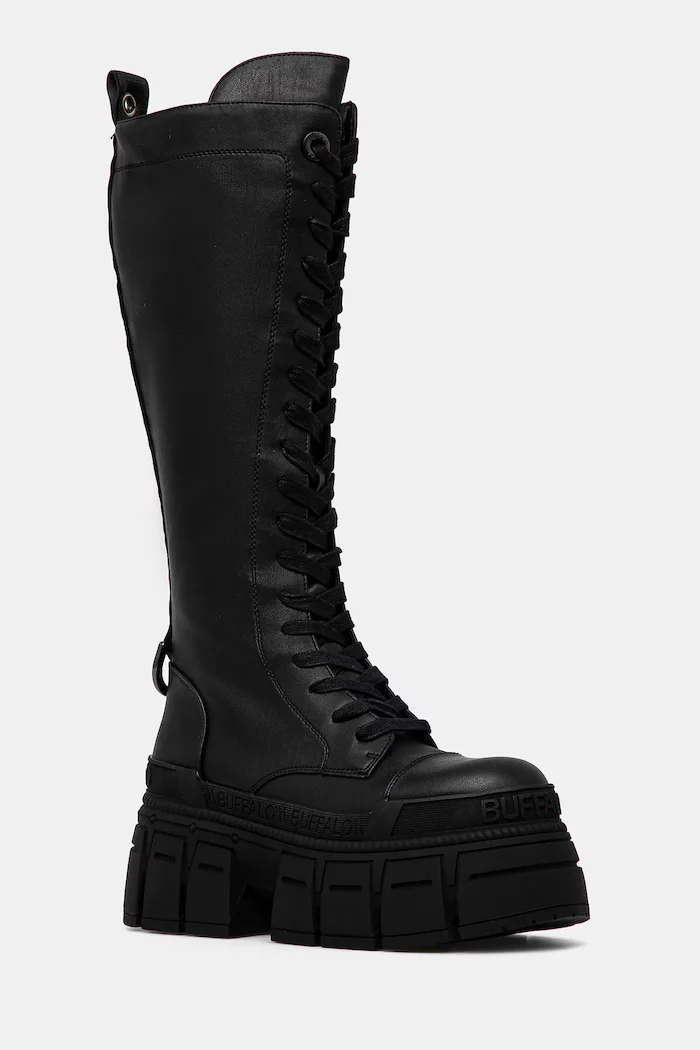 Buffalo Ботуши Gospher Lace Up Hi в черно с платформа 1622527-BLK