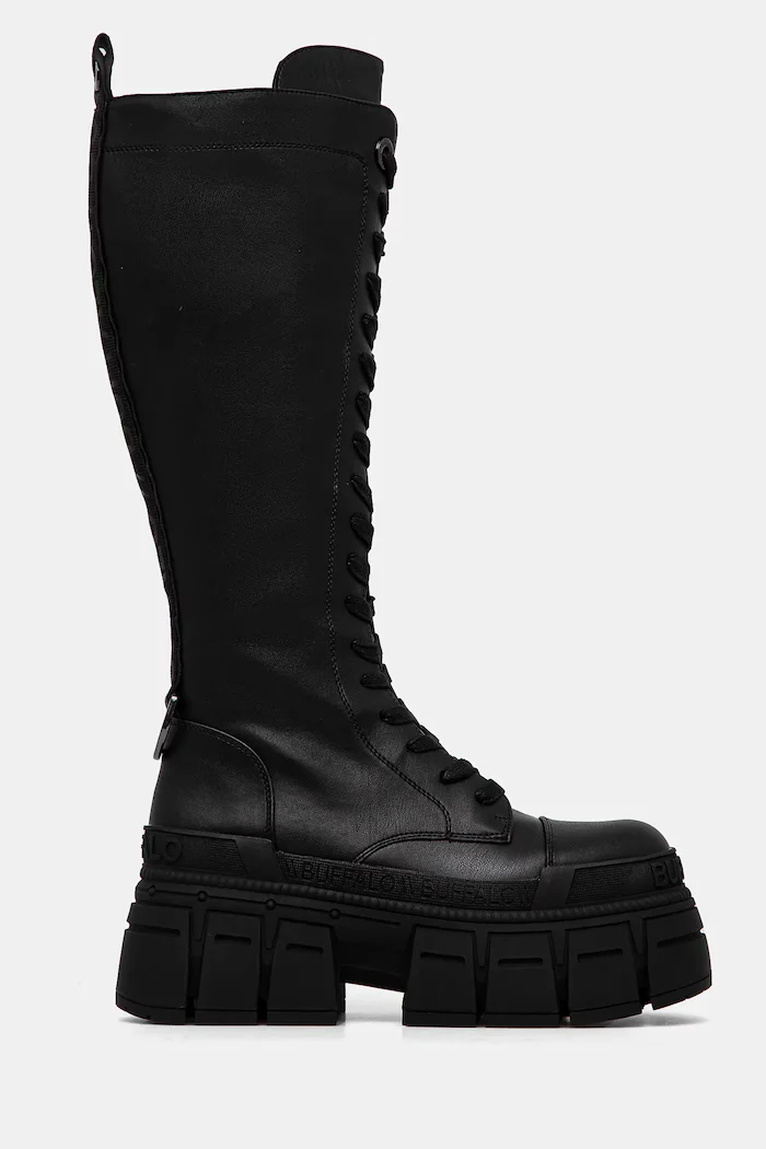 Buffalo Ботуши Gospher Lace Up Hi в черно с платформа 1622527-BLK