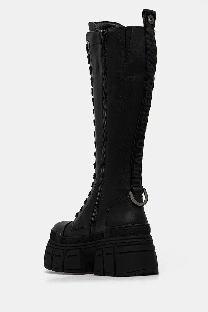 Buffalo Ботуши Gospher Lace Up Hi в черно с платформа 1622527-BLK