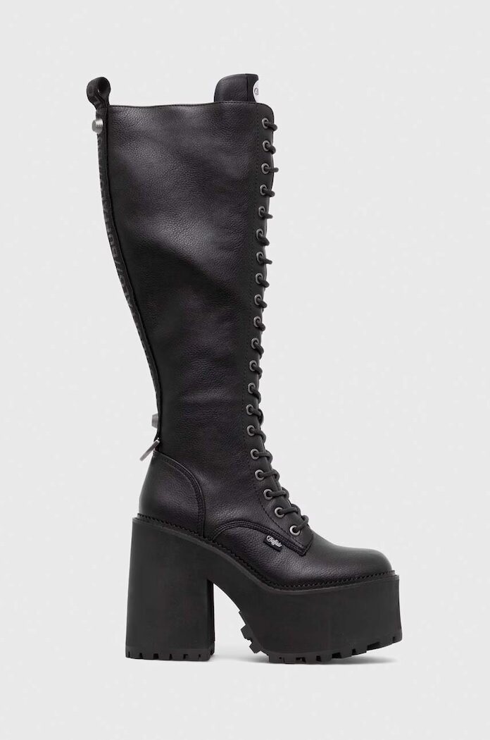 Buffalo Ботуши Killah Lace Up Hi в черно с дебел ток 1622377