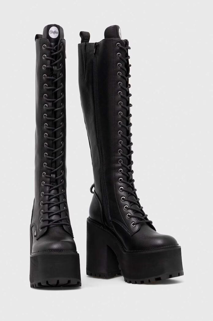 Buffalo Ботуши Killah Lace Up Hi в черно с дебел ток 1622377