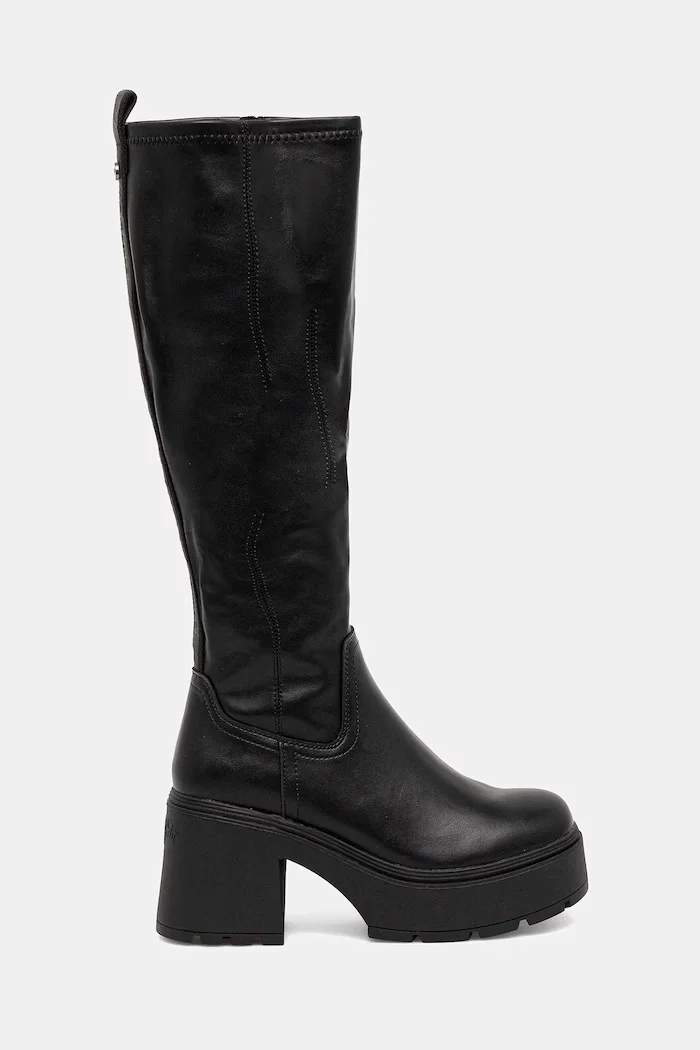 Buffalo Ботуши Mila Hi Boot в черно с дебел ток 1220084-BLK