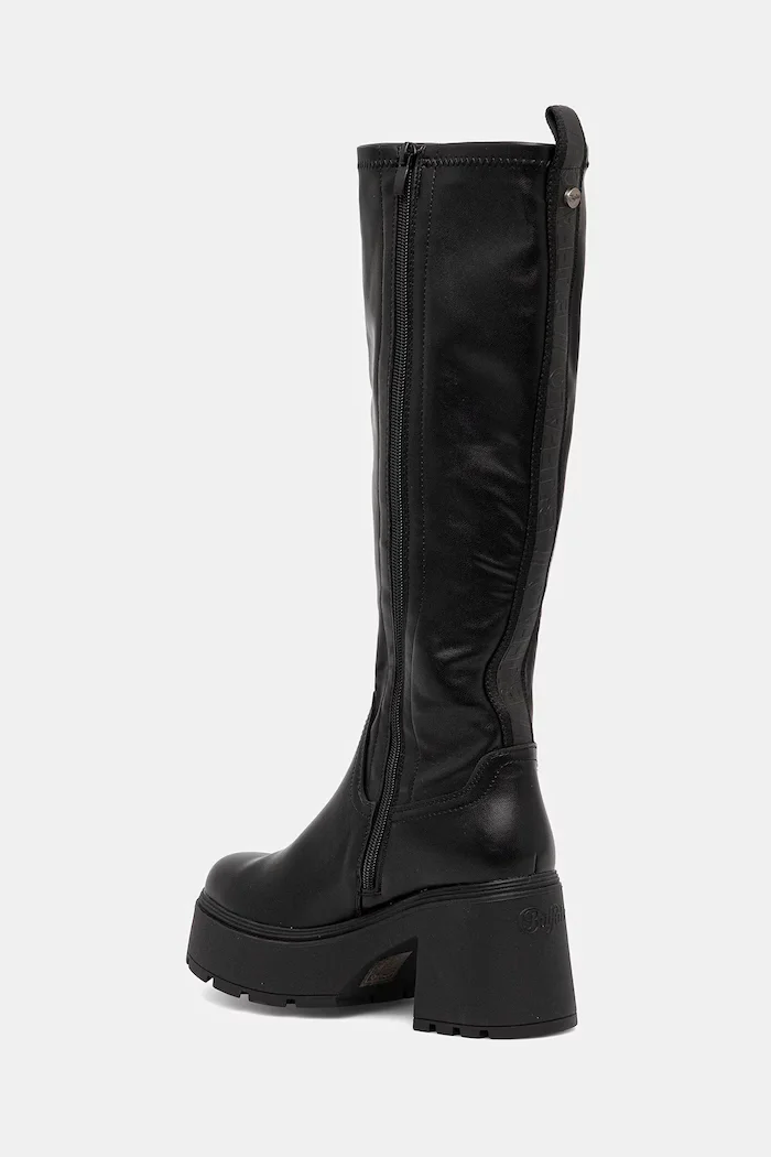 Buffalo Ботуши Mila Hi Boot в черно с дебел ток 1220084-BLK