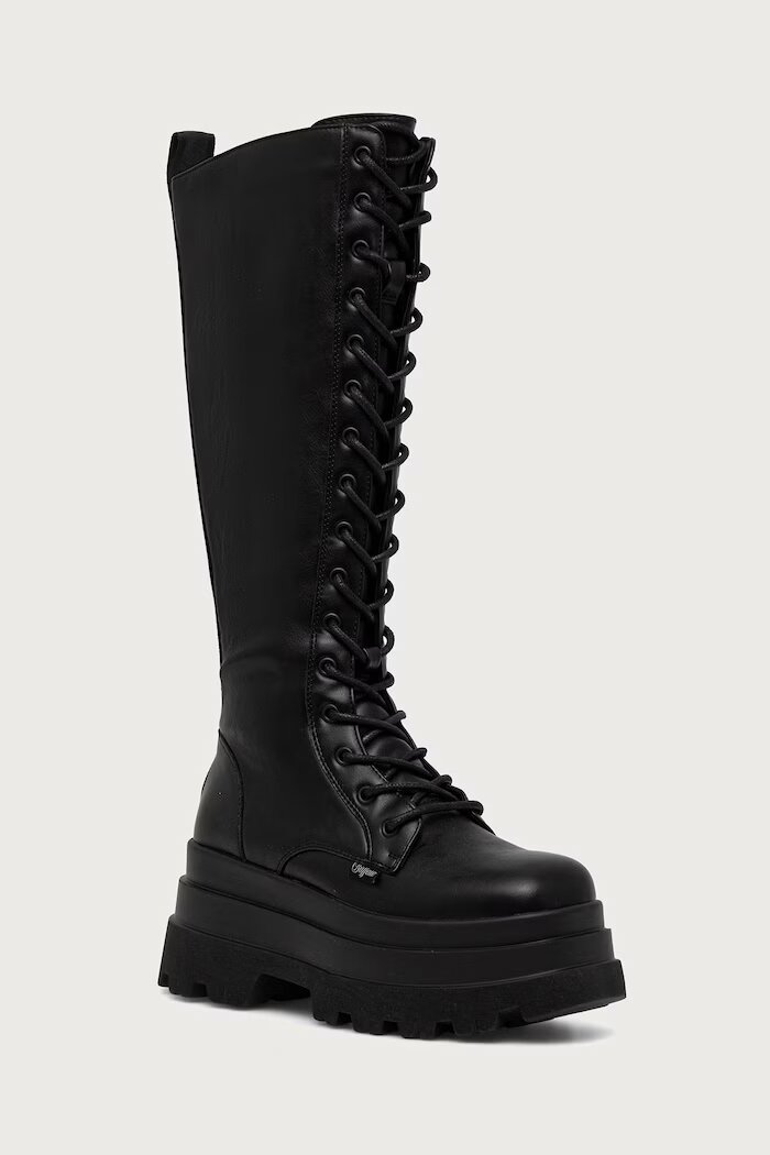 Buffalo ботуши под коляното дамски Jupiter Lace Up Hi черни 10405-BLK