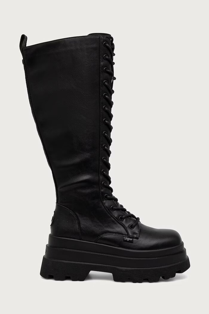 Buffalo ботуши под коляното дамски Jupiter Lace Up Hi черни 10405-BLK