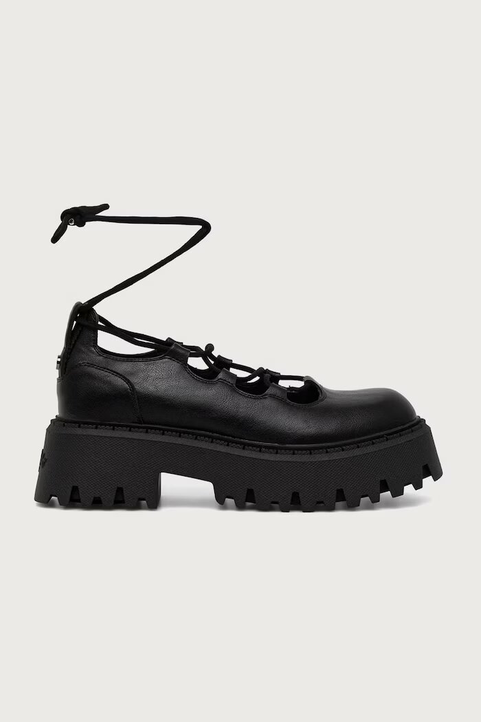 Buffalo половинки обувки дамски Aspen Ghillie черни 16439-BLK