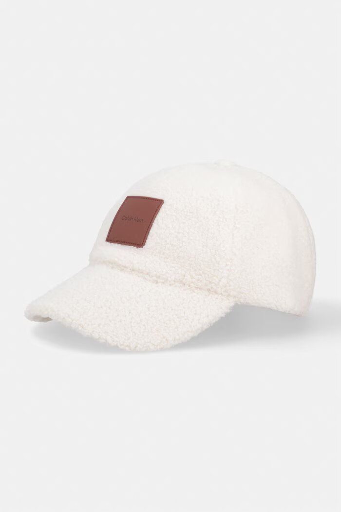 CALVIN KLEIN бейзболна шапка дамска от полар бежова LV04F5096G