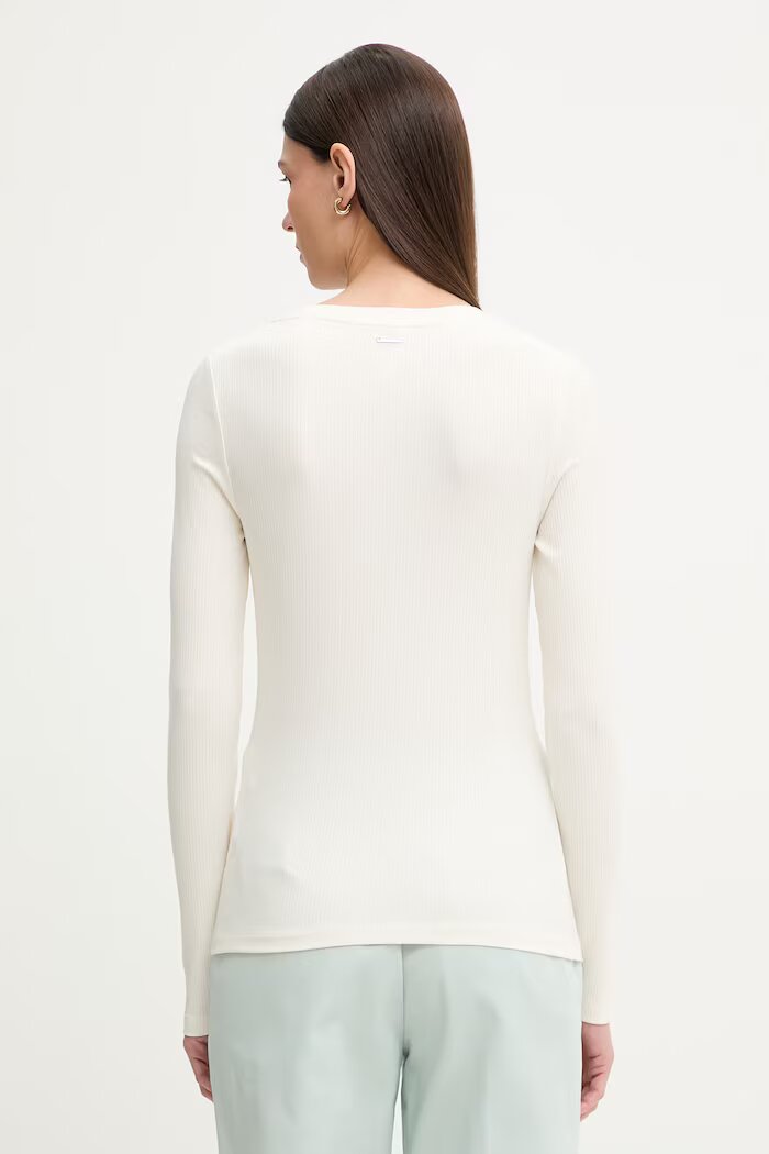 CALVIN KLEIN блуза с дълги ръкави дамска от модал бежова LV044D235G