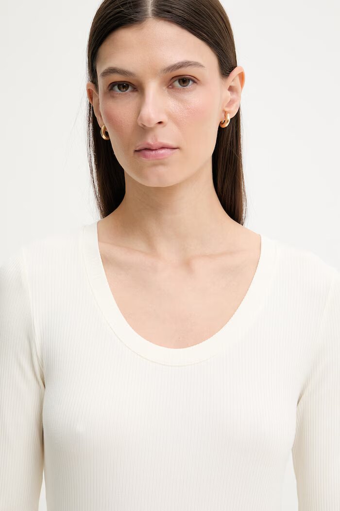CALVIN KLEIN блуза с дълги ръкави дамска от модал бежова LV044D235G