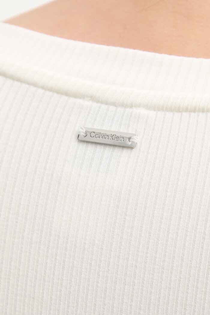 CALVIN KLEIN блуза с дълги ръкави дамска от модал бежова LV044D235G