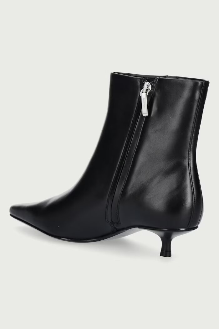 CALVIN KLEIN боти дамски от кожа KITTEN HEEL ANKLE BOOT LTH черни HW0HW03165