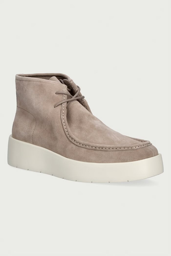 CALVIN KLEIN боти дамски от велур FLATF LACE UP APR CUT BOOT бежови HW0HW03273