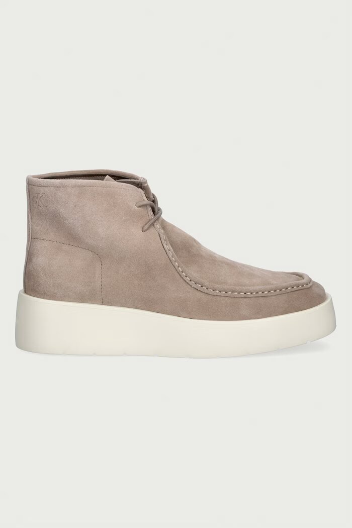 CALVIN KLEIN боти дамски от велур FLATF LACE UP APR CUT BOOT бежови HW0HW03273