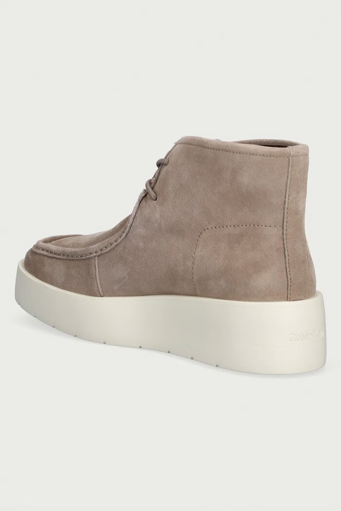 CALVIN KLEIN боти дамски от велур FLATF LACE UP APR CUT BOOT бежови HW0HW03273