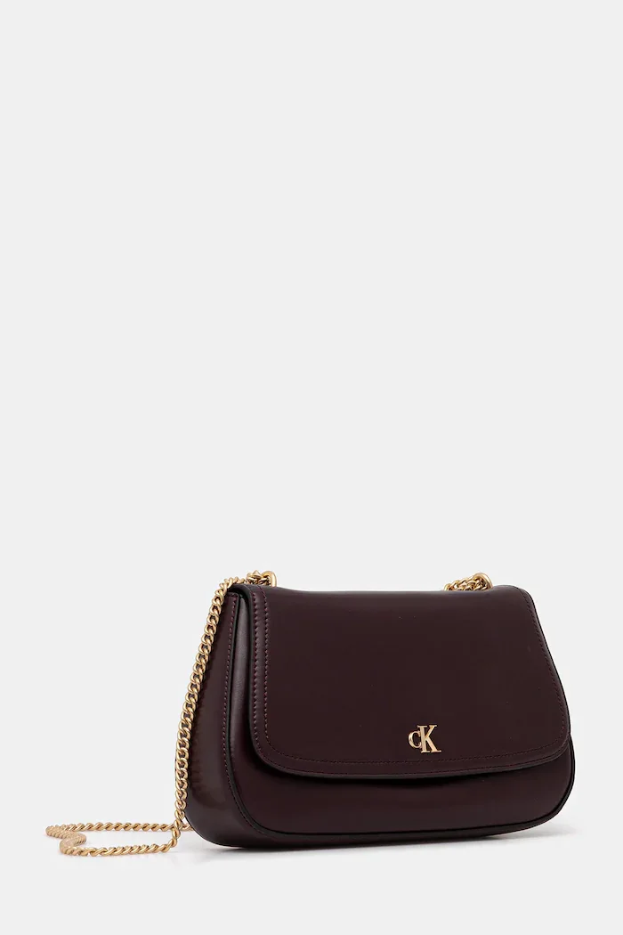 CALVIN KLEIN чанта crossbody дамска от имитация на кожа бордо LV04F3171G